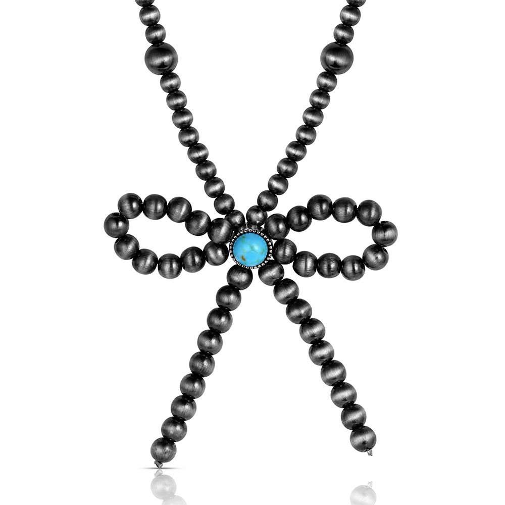 Forever Tied Beaded Bow Necklace