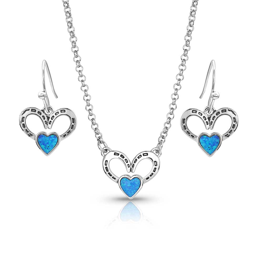 Horseshoes on My Heart Opal Jewelry Set