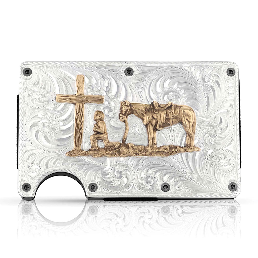 Montana Credit Card & Cash Case with Praying Cowboy